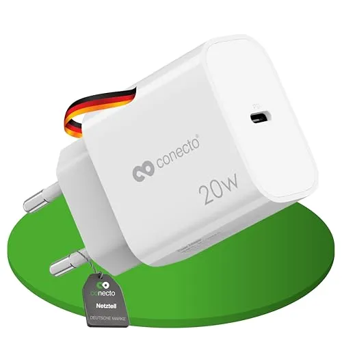 conecto USB-C Ladegerät Netzteil Schnellladegerät Lader 20W PD weiß | 2-Port, Charger Netzstecker mit Ladestromerkennung für Smartphone, Tablet und Laptop, ideal für Zuhause und Reisen
