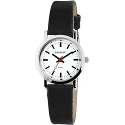 Bahnhof Damenuhr mit Kunstlederband in schwarz von Bahnhof