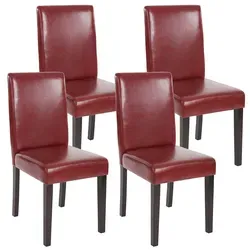 4er-Set Esszimmerstuhl Littau - Kunstleder in Rot-Braun - Stühle für Esszimmer mit modernem Design und hoher Rückenlehne, bieten hohen Komfort und schützen Ihren Boden mit integrierten Bodenschonern.