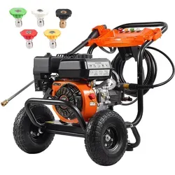 VEVOR Benzin Hochdruckreiniger 3500PSI - Hochdruckreiniger mit 3500 PSI und 10 L/min, ideal für die gründliche Reinigung von Autos und Außenbereichen. Inklusive 5 Düsensätzen für vielseitige Anwendungen.