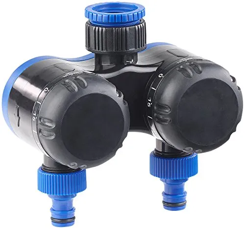 Royal Gardineer Wasser Timer: 2-Fach-Wasserverteiler mit mechanischer Bewässerungsuhr, bis 120 Min. (Wasser Timer Bewässerungsuhr, Garten, Gartenschlauch)