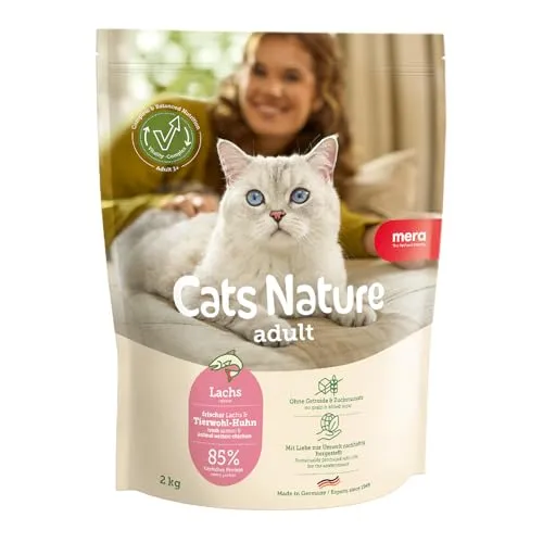 MERA Cats Nature Lachs Premium Katzenfutter Trocken 400g | Getreidefrei & zuckerfrei | Adult Katzen Trockenfutter hoher Fleischanteil | Dry Cat Food