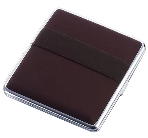 Champ ZIGARETTENETUI mit Gummiband für 20 Zigaretten aus Metall Samtoptik Zigarettenbox Zigarettendose Etui Dose Box Case 4-Varianten 55 (Braun)