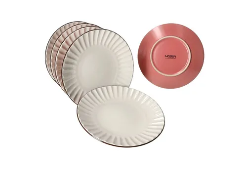 MÄSER Frühstücksteller Mäser OSITA Rose Weiß 6x Kuchenteller Steingut 6 Personen