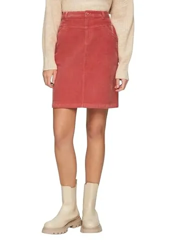 Kurzer Rock aus elastischem Cord Himbeere 40 - Röcke für Damen, halblanger Cordrock mit regulärer Passform und Gürtelschlaufen, ideal für lässige Outfits.
