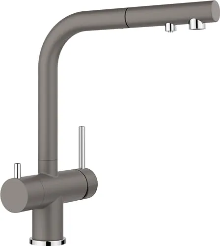 Blanco Fontas-S II Filter Küchenarmatur - Hochdruck Küchenarmatur mit herausziehbarer Brause, bietet gefiltertes und ungefiltertes Wasser in einem praktischen Design.