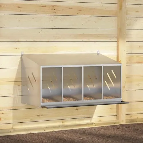 vidaXL Hühner-Nistkasten mit 4 Fächern aus verzinktem Metall - Vogelhäuser: Robuster Nistkasten mit 4 Fächern, wetterfest und leicht zu reinigen für eine gesunde Eierproduktion.