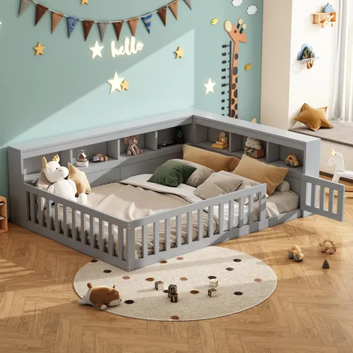 Odikalo Kinderbett Einzelbett mit Staufach und USB