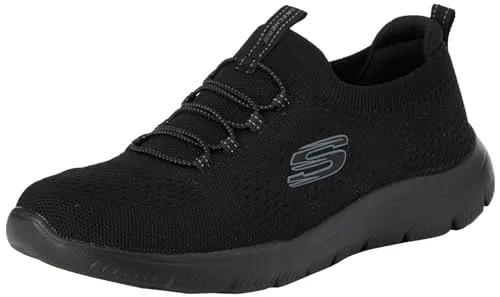 Skechers Summits Top Player Damen Sneaker - Black Mesh Trim, 39 EU - Damen-Sneaker mit flexiblem, stoßdämpfendem Design und Bungee-Schnürung für optimalen Komfort und Stil.