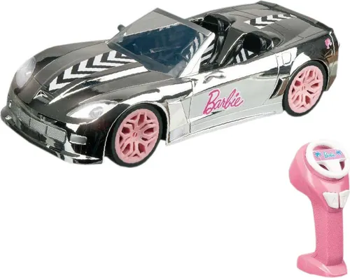 Mondo Motors Barbie Dream Car Silver - Ferngesteuertes Modell 1:14 - RC-Modelle - Offizielles Barbie Design mit leuchtenden Scheinwerfern und stoßfester Konstruktion für ungetrübten Fahrspaß.