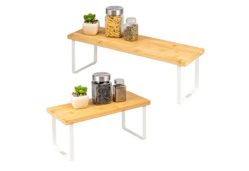 bremermann Gewürzregale 2er Set mit Bambusablagen in weiß von Bremermann