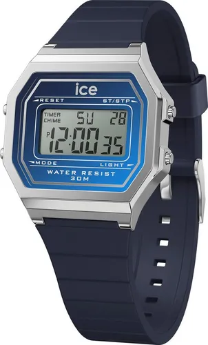 Ice-Watch Ice Digit Retro Navy Twilight (S) 023309 - Armbanduhren – moderne Digitaluhr mit stilvollem Marineblau, praktischen Funktionen wie Stoppuhr und Dual Time sowie einem bequemen Silikonarmband für täglichen Tragekomfort.