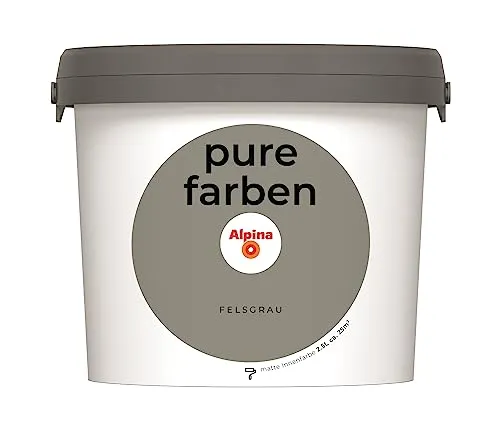 Alpina pure farben Wandfarbe – Felsgrau - Farben – Strapazierfähige, atmungsaktive Innenfarbe mit hoher Deckkraft, emissionsarm und ideal für ein optimales Raumklima.