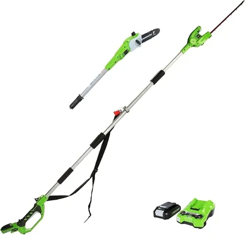 Greenworks G24PSHK2 24V Akku Hochentaster & Teleskop-Heckenschere