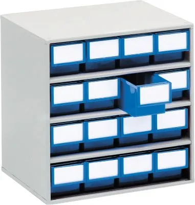 TRESTON Schubladenmagazin 1630, 16 Schubladen, T 300 mm, blau 70148