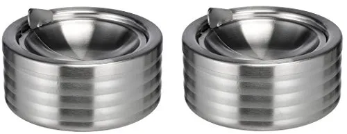 Bambelaa! Aschenbecher mit Deckel Windaschenbecher Design Sturmaschenbecher Klappaschenbecher Bar Edelstahl (2 Stück)