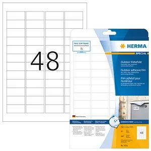 HERMA Folien-Kraftklebe-Etiketten 9531 weiß 45,7 x 21,2 mm, 10 Blatt