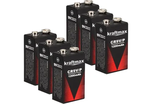 kraftmax 6X 9V Block Lithium Batterien für Rauchmelder/Feuermelder Batterie, (1 St)