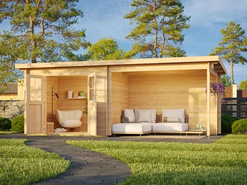 Fjordholz Pultdach Gartenhaus Modell Ezra 2J - Hochwertiges Pultdach Gartenhaus Modell Ezra 2J mit stabilen Wandbohlen aus nordischer Fichte. Ideal für den Garten, inklusive Doppeltür und optionaler Dacheindeckung. Flexibel im Aufbau und in verschiedenen Ausführungen erhältlich.