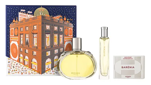HERMÈS Barénia Eau de Parfum Geschenkset - Geschenkset mit HERMÈS Barénia Eau de Parfum und parfümierten Seifen, ideal für stilvolle Herren, die Eleganz schätzen.