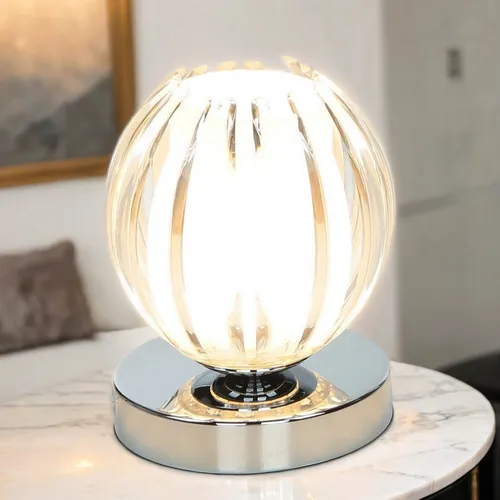 Licht-Erlebnisse Tischleuchte TOUCH LAMPS Chrom Metall Acrylglas G9 max. 33W - Tischleuchte mit modernem Design und integriertem Touchdimmer für individuelle Lichtsteuerung. Perfekt für gemütliche Abende und als stilvolles Dekoelement.