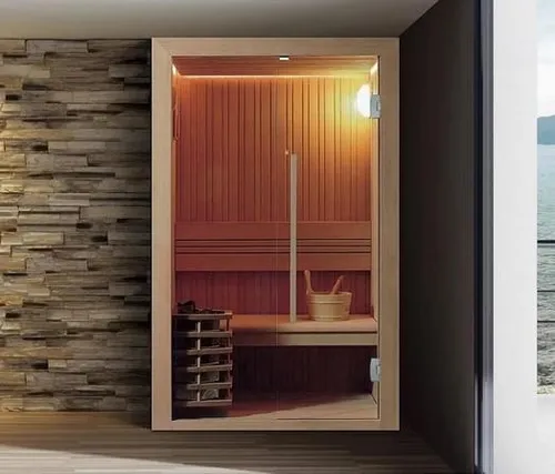 Heimsauna Massivholzsauna 150x100 cm - Kompakte Trockensauna aus hochwertigem Massivholz, ideal für Innen- und Außenbereich. Genieße entspannende Momente in deiner eigenen Wellness-Oase. Herstellergarantie: 2 Jahre.