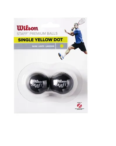 Wilson Squashball Staff (1 gelber Punkt, Speed langsam) schwarz - Blister 2 Bälle