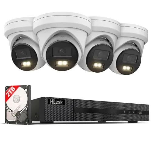 HiLook 6 MP Überwachungskamera-Set mit 4 Dome Kameras und NVR - Funk Dome-Kameras mit 6 MP Bildqualität und intelligenter Erkennungstechnologie für präzise Überwachung ohne Fehlalarme.