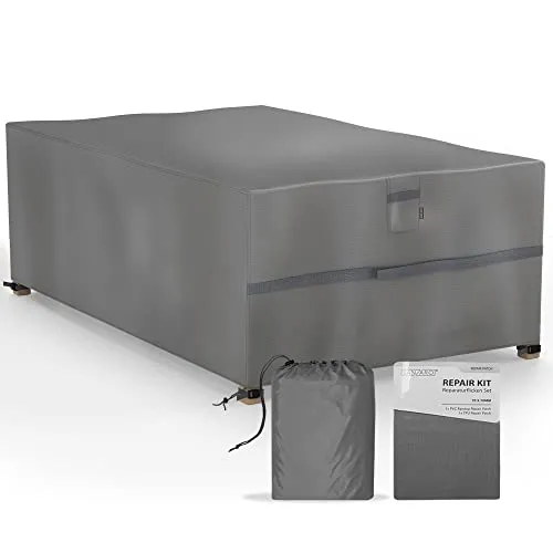 SANZARO Abdeckung Gartenmöbel Winterfest - 600D Oxford mit RipStop-Technologie, Schwerlast 320g, Reißfest & UV-Beständig, Schutzhülle für Gartentisch Sitzgruppe Balkonmöbel - 213x132x70cm