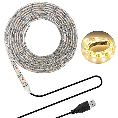 HapopFan USB TV Hintergrundbeleuchtung 6.56Ft/2m LED Band Licht für 40-60 Zoll HD Fernseher,wasserdichtes SMD 3528 5V warmweiß Bias Lighting,USB Bias Lighting für Heimkinos