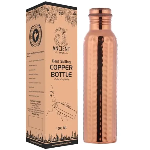Ancient Impex Kupfer Wasserflasche, 1000 ml, gehämmert