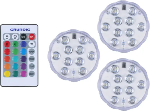 GRUNDIG LED-Leuchten 34741, 3er-Set mit Fernbedienung, weiß