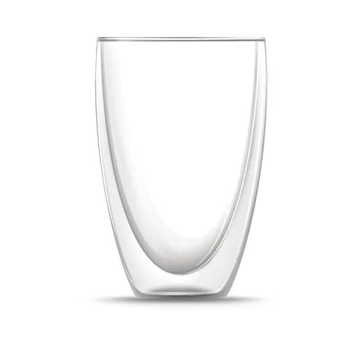 BEM Matcha Latte Macchiato Frappe Eiscafe Kaffeeglas Doppelwandiges Thermoglas, Kaffee Tasse, für heiße und kalte Getränke, 440 ml, Borosilikatglas, Mikrowellen- und Spülmaschinengeeignet