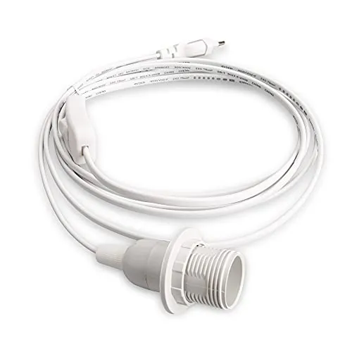 Mextronic E14 Lampenfassung mit Schalter Netzkabel 3,5m 350SW Weiß