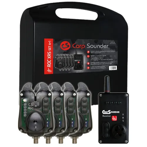 Carp Sounder ROC XRS Neon Black Set 4+1- Bissanzeiger, Receiver, Bissmelder