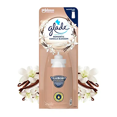 Glade (Brise) Sense & Spray Nachfüller, automatisches Duftspray mit Bewegungssensor, Lufterfrischer, Romantic Vanilla Blossom (Zarter Vanille Traum), 2er Pack (2 x 18 ml)