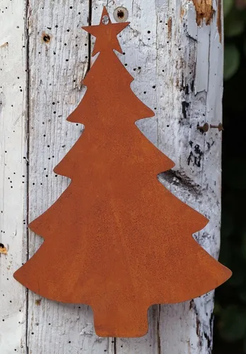 Edelrost Tanne zum Hängen klein H20x14cm Weihnachten Deko Garten Fensterschmuck