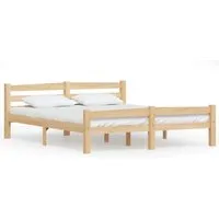 vidaXL Massivholzbett Kiefer 160x200 cm - Robustes Bettgestell aus massivem Kiefernholz, ideal für ein modernes Schlafzimmer. Stabil und langlebig mit Sperrholzlatten für optimalen Komfort. Matratze separat erhältlich.
