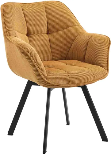 CLP Esszimmerstuhl Jordi Cord - Ergonomisch & Drehbar mit Armlehnen - Esszimmerstuhl mit ergonomischer Form und weicher Polsterung für optimalen Sitzkomfort. Drehbar und belastbar bis 150 kg, ideal für lange Abende am Esstisch oder im Home Office.