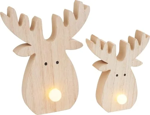 VBS Elch mit LED Nase, 2er-Set, ideal für Fotos, Platzkarten oder Notizen, Dekoration und Basteln