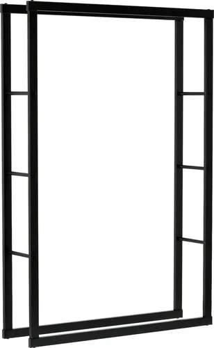 Kaminholzregal 100x25x150 cm aus pulverbeschichtetem Stahl - Schwarz - Praktisches Kaminholzregal für stilvolle Holzlagerung. Stabil und platzsparend, bietet es optimale Luftzirkulation für Ihr Brennholz. Ideal für Wohnzimmer und Terrasse.