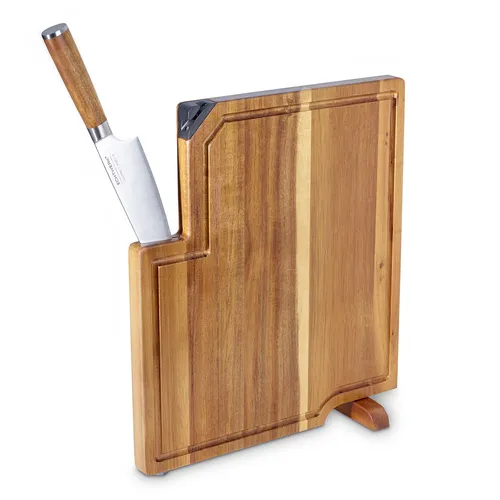 Echtwerk Messerblock aus Akazie, 2-teilig - Küchenmesser-Set aus hochwertigem Akazienholz, stilvolles Design und praktische Aufbewahrung für Ihre Küchenutensilien.