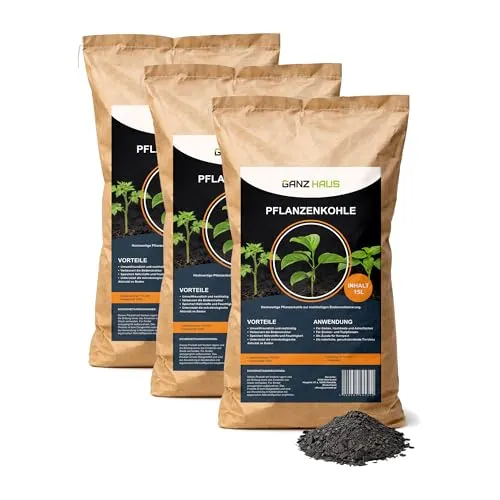 GanzHaus Pflanzenkohle Bodenaktivator & Kompostbeschleuniger - Biochar Holzkohlepulver (45 L) - 100 % Naturprodukt: Hochwertige Pflanzenkohle zur Verbesserung der Bodenstruktur und Speicherung von Nährstoffen. Ideal für Garten, Hochbeete und zur Kompostbeschleunigung. Vielseitig einsetzbar und nachhaltig.
