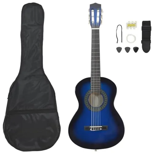 vidaXL Klassikgitarre Set 8-TLG. für Anfänger in blau von vidaXL