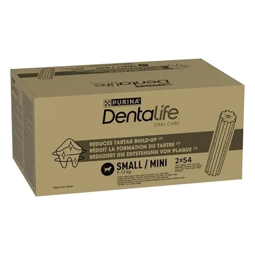 PURINA DENTALIFE Mini Hunde-Zahnpflege-Snacks reduziert Zahnsteinbildung, Huhn, kleine Hunde, 108 Sticks