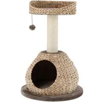 COSTWAY 48x70,5cm Katzenbaum mit Höhle - Kratzbaum für Katzen, stabil und vielseitig mit Sisal umwickelten Säulen für Krallenpflege, gemütlicher Höhle und breiter Basis zum Spielen und Ausruhen.