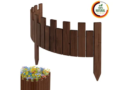 Floranica Palisade Beeteinfassung Rasenkante Rollzaun Holzzaun Gartenzaun Rollborder, LxH: 100x20 cm, Braun, Zierzaun als Umzäunung für Garten, Blumenbeete, Wege und Vorgarten