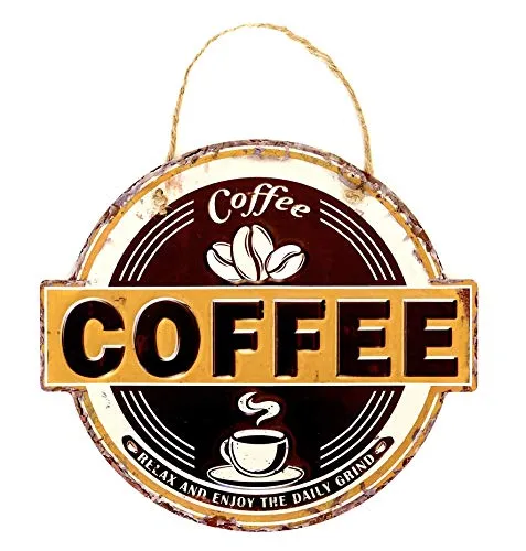 Blechschild Kaffee Retro-Stil Wandschild für Cafe Restaurant Pub Bar Retro-Schild Dekoschild im Vintage-Stil Zubehör für Wohnkultur 50er Jahre Haus Dekoration (Coffee Coffee)