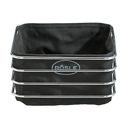 Rösle Brotkorb in Schwarz - Stilvoller Edelstahlkorb für Ihr Brot - Brotkästen aus Edelstahl und Textil, dekorativ und funktional für eine ansprechende Küche.