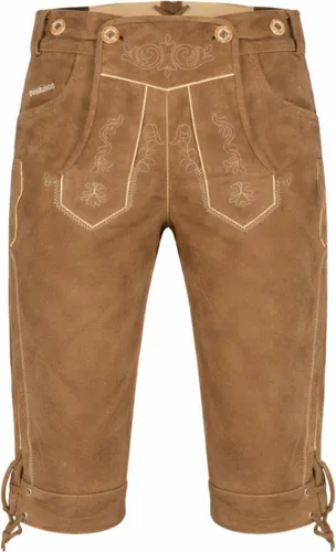 PAULGOS Herren Trachten Lederhose Kniebund - Echtes Leder in Übergröße 62-72 - Die PAULGOS Kniebundhose in Übergröße vereint traditionellen Stil mit optimaler Passform. Ideal für Feste, erhältlich in drei Farben und inklusive verstellbaren Hosenträgern.